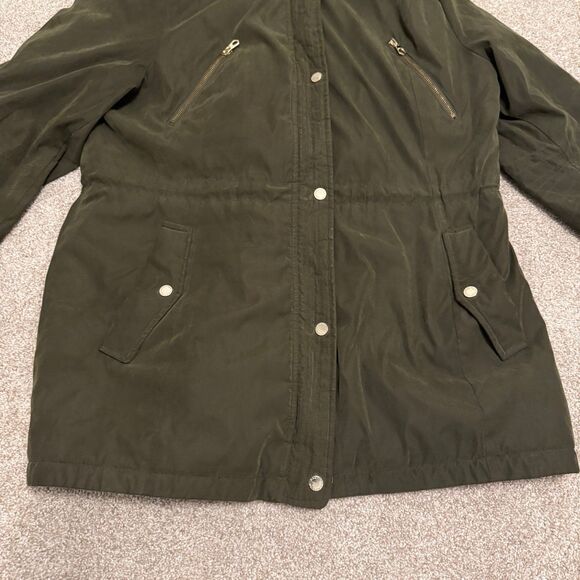 Nautica Drawstring Waist Parka Jacket Removeable Faux Fur Hood Olive Size XL - Picture 4 of 12